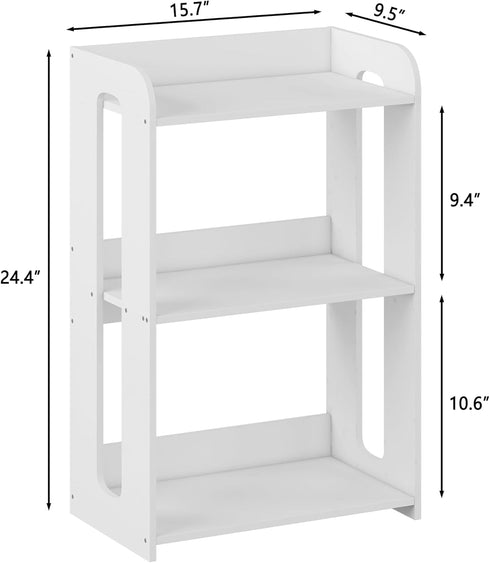 3 HAYOFAMY Tier End Table Nightstand White, Small Bookshelf with Open Shelf, Narrow Side Table Bedside Table