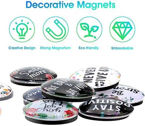 Weewooday 10 Pcs Inspirational Magnets for Fridge, Motivational Glass Quote Decor Accessories for Kitchen Office