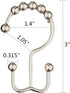 DAWNER Shower Curtain Hooks, Set of 12, Rust Proof Metal Easy Glide Double Rings, Brushed Nickel