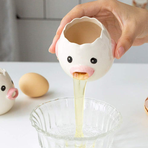 Egg Yolk Separator ZOSTLAND, HQ Creative Ceramics Cute Little Chicken for Baking Assistant Tool (Upgrade Blue Chick)
