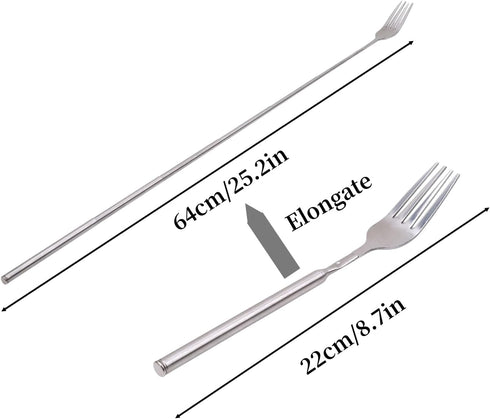 5Pcs Stainless Steel BBQ Telescopic Forks, 8.7-25.4 Inch Long Handle Cutlery for Barbecue, Toasting, Dinner