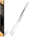 Gutsdoor Kitchen Tweezers, Stainless Steel Food Tongs with Precision Serrated Tips (12 Inch Straight)