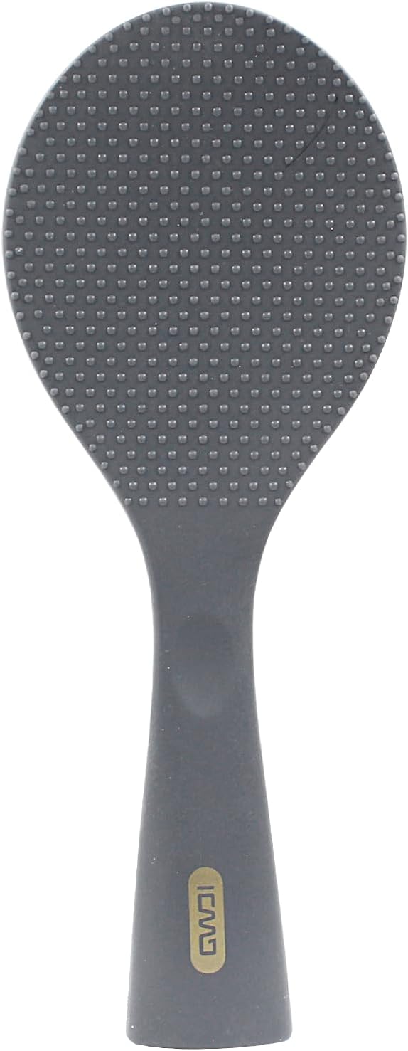 Non Stick Rice Scooper - Silicone Standing Rice Spoon Paddle - Heat Resistant Rice Cooker Spoon (1 Pack, Black)