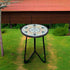 12" LIFFY Patio Side Table, Outdoor Metal Side Table with Glass Top, Indoor Round Accent End Table for Living Room