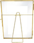 Isaac Jacobs 6x8 Antique Gold Floating Picture Frame, Vintage Style Brass and Glass, Tabletop Display with Locket
