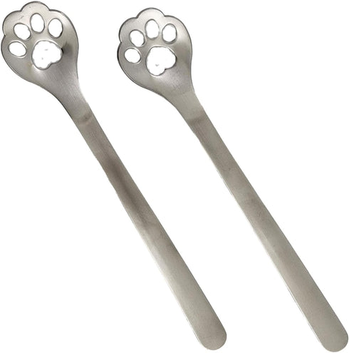Fox Run Cat and Dog Paw Print Baking Spoons For Cookie Decoration, Set of 2, Stainless Steel