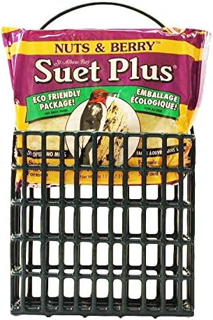 Wildlife Sciences Suet Feeder Cage - Suet Cake Combo for Wild Birds, Includes 1 Feeder and 11 oz Nuts & Berry Cake