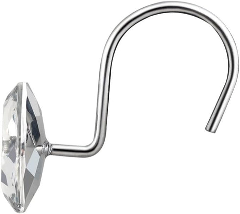 HBlife 12 Pcs Acrylic Decorative Rolling Diamond Shower Curtain Hooks, Rust Proof Rhinestones, Clear Round