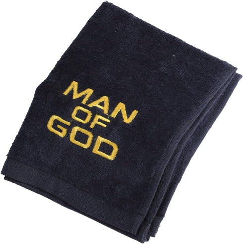 Swanson Christian Products Black Hand Towel Man of God with Gold Embroidery, Pastor Appreciation Gift, Face Towel
