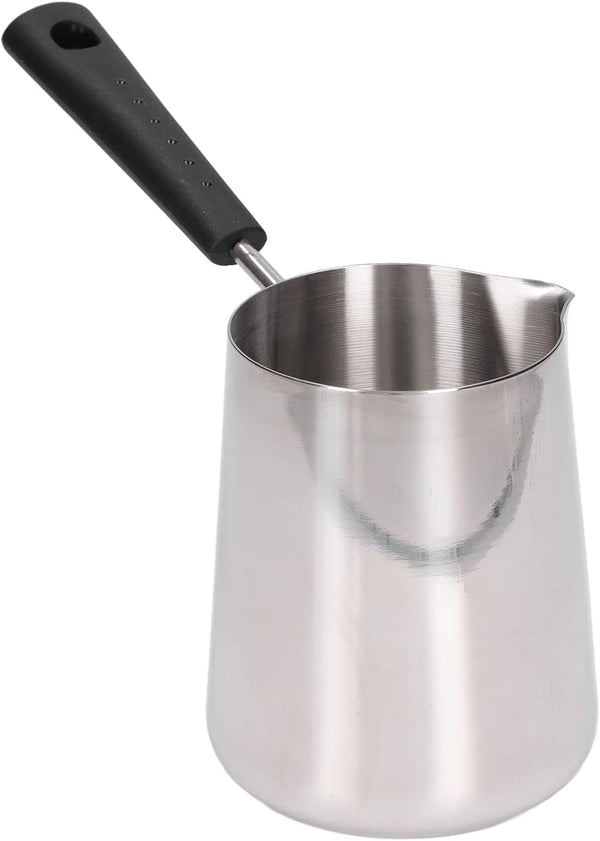 600ml Turkish Coffee Pot, Stainless Steel Milk Pot, High Temperature Resistant Butter Warmer with Cleaning Brush