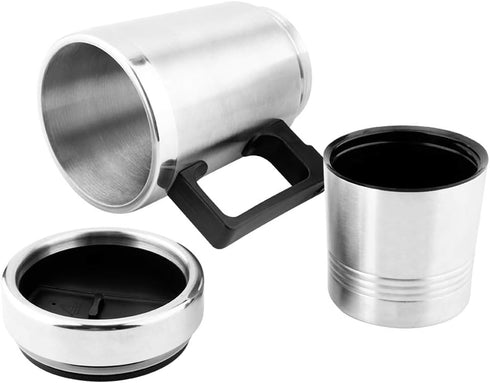 Travel Kettle for Car, 500ml Fast Boil Electric Kettle, Stainless Steel Thermal Heated Mug for Tea, Coffee, 12V