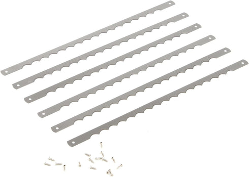 6 Pcs Bread Bow Knife Stainless Steel Replacement Blades, Serrated Bread Blade with Screws for Easy Cutting, Wooden