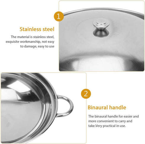Kichvoe Stainless Steel Wok Pan with Lid, 2pcs Nonstick Frying Pan for Home Outdoor Camping BBQ, 22cm