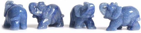 Justinstones - 2 Inch Blue Aventurine Gemstone Elephant Figurine, Crystal Animal Totem Spirit Stone
