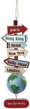 Kurt Adler Resin Stacked World Signs with Globe Ornament, C7210