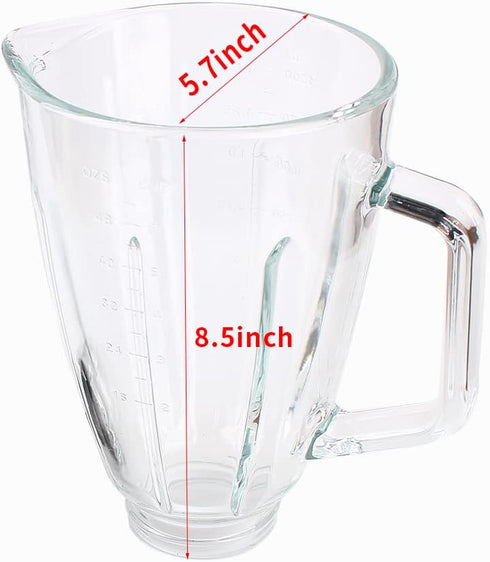 Replacement 6-Cup Glass Jar with 4-fins Blade - Compatible with Oster Blenders