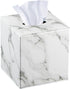 Square Tissue Box Cover, Cut Leather Cube Holder for Modern Facial Paper Organizer, Bathroom, Office Decor