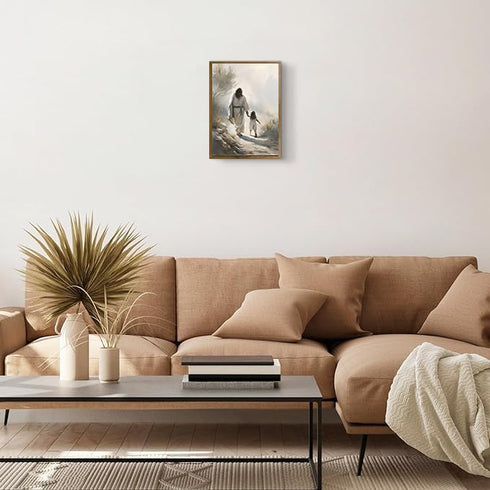 ARTZIO Canvas for Painting with Framed Jesus Religious Wall Art, Home Kids Girls Room Decor, 8x10in Ready to Hang