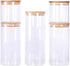 LEAVES AND TREES Y Stackable Kitchen Canisters Set, Pack of 5 Clear Glass Food Storage Jars with Bamboo Lid