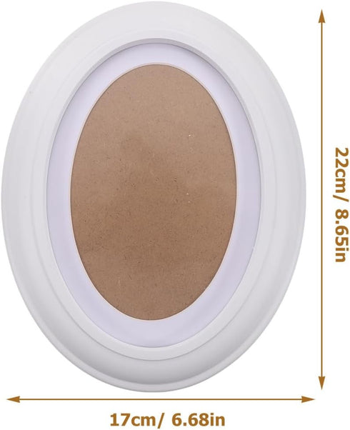 Garneck Oval Wood Picture Frame - Wall Hanging Decoration 7 Inch, White