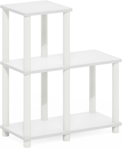 2-Tier 5-Cube Furinno Turn-N-Tube Storage Shelves, Ladder Shape Book Shelf with Open Frame Design, Corner Shelf