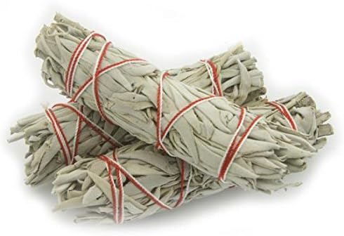 Prabhuji's Gifts California White Sage Smudge Bundles, 3 Mini Bundles, 4"-5", Natural Ingredients
