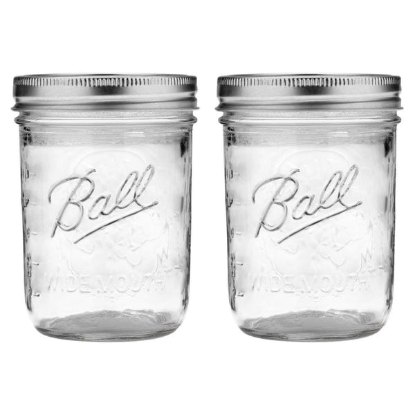 Ball Wide Mouth Mason Jars 16-oz with Lids & Bands | 2-Pack Pint