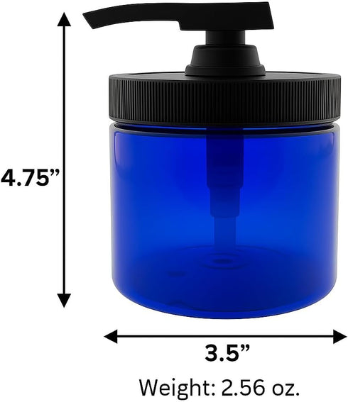16oz (1, Royal Massage Refillable Pump Jar with Locking Dip Tube Dispenser BPA-Free Plastic Container for Massage Oils
