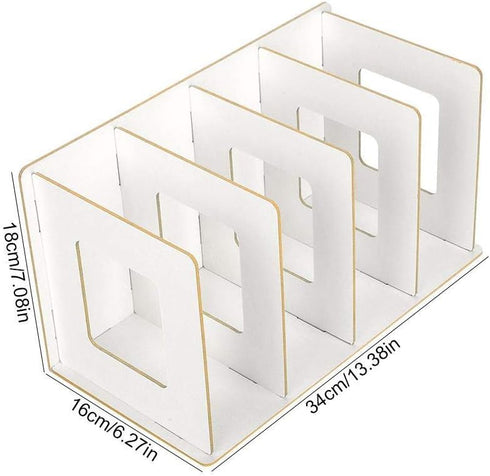 Fdit Wooden Desktop Bookshelf Rack, Storage Shelf for Home, School, Office Organizer (Warm White)