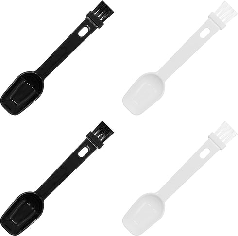 Coffee Spoon with Espresso Grinder Brush - 4 PCS 2 in 1 Tool for Cleaning Espresso Machines & Scooping Tea Powder
