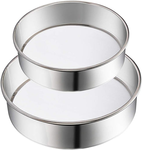 2 Pack Flour Sifter - Stainless Steel Fine Mesh Strainers, 60 Mesh Round Sifter for Baking