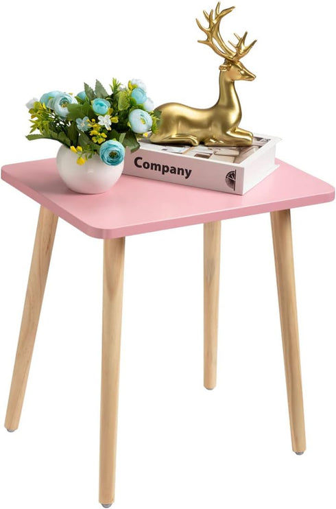FORAOFUR Small Accent Table, Modern Mini Coffee Table with Natural Wood Legs,