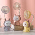 Mini Handheld Fan Cartoon Portable Fan with Night Light USB Rechargeable Battery Operated Folding Small Fan for Home Kids Children Table Study Desk Lamp LED Light (Pink) by TEBOCR