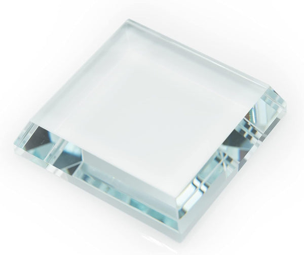 StayMax Clear Crystal Glass Square Display Base for Collectibles (3.14inch*3.14inch*0.7inch)