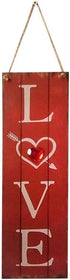 BinaryABC Valentine's Day Wooden Sign Plaque for Door Wall Hanging Decorations (Red)
