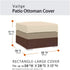 Vailge Rectangle Patio Ottoman Cover, Waterproof Outdoor Ottoman Cover with Padded Handles, Patio Coffee Table Cover