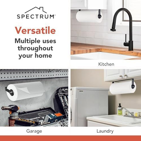 Spectrum Paper Towel Holder for Under Cabinet - Minimalist Hanging Wall Mount for Kitchen, Fits Standard & Jumbo Rolls