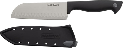 Farberware Edgekeeper 5-Inch Santoku Knife, Self-Sharpening High Carbon-Stainless Steel Kitchen Knife, Black