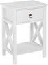 Bonnlo White Nightstand, Small Nightstand with Drawer & Shelf, Farmhouse Night Stand Bedroom, End Table/Bedside