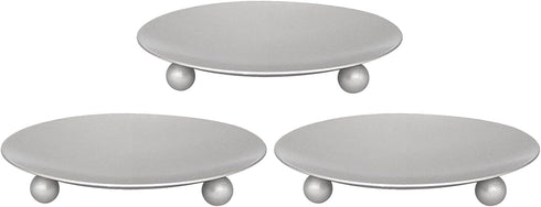 Set of 3 Decorative Iron Plate Candle Holders, 4.33x0.78inch for LED & Wax Candles, Spa & Wedding Decor