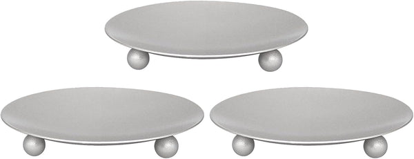 Set of 3 Decorative Iron Plate Candle Holders, 4.33x0.78inch for LED & Wax Candles, Spa & Wedding Decor