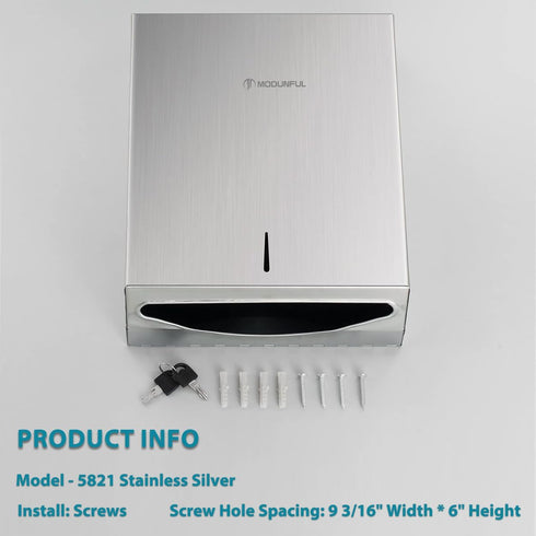 Commercial 400 /420 SUS304 Paper Towel Dispenser Wall Mount: Large Capacity Paper Towel Holder for Bathroom with Lock