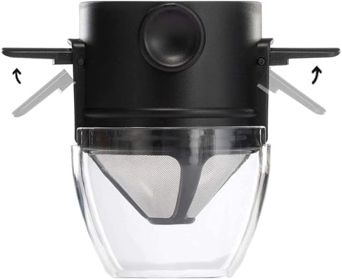 Reusable Paperless Coffee Filter Cone, Coffee Dripper with Foldable Holders for Home, Travel, and Camping, Black