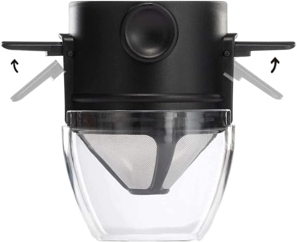 Reusable Paperless Coffee Filter Cone, Coffee Dripper with Foldable Holders for Home, Travel, and Camping, Black