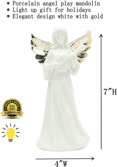 ADAVAS.Y&G 7" Angel Night Light, Christian Gift for Women, Porcelain Angel Figurine with Warm LED Glow, Prayer