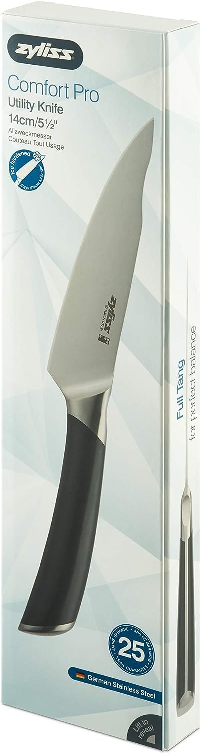 Zyliss Comfort Pro Utility Knife - Full Tang Meat & Vegetable Knife, Ice Hardened Stainless Steel Cutter,