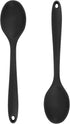 2Pcs Large Cooking Spoon Set - 10.8'' Heat Resistant Silicone Spoons for Mixing, Baking, and Stirring (Black)