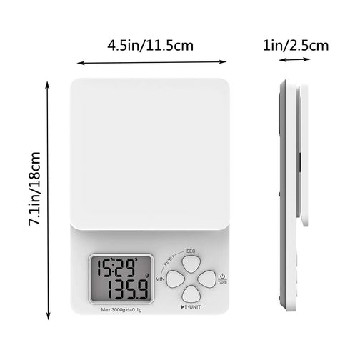 Coffee Digital Scale with Timer, Kitchen Scales for Food Weight in Ounces and Grams - 2 Batteries Included