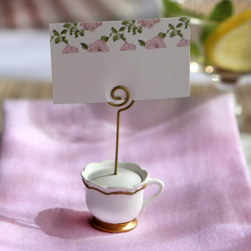 Kate Aspen Place Card Holders, Tea Time Whimsy, Teapot and Teacup, Set of 6, Pink