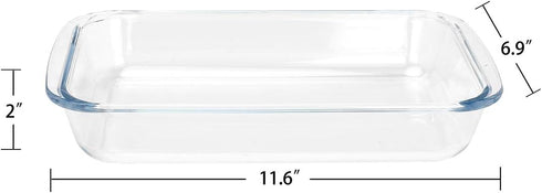 Basics Tempered Glass Baking Dish, 1.6 Quart Clear Oblong Casserole Dish for Cooking and Oven Bake
